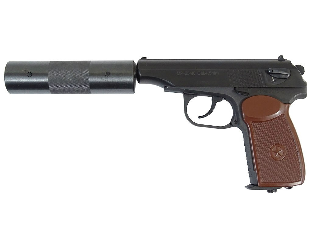 Airgun pistol Baikal MP-654K Makarov 4.5 mm with a silencer