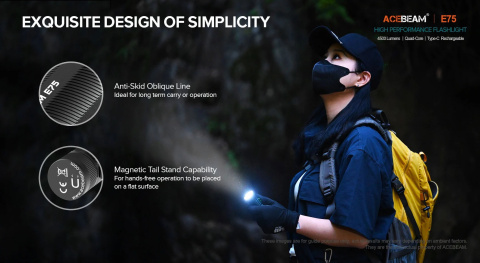 Latarka Acebeam E75 6500K czarna