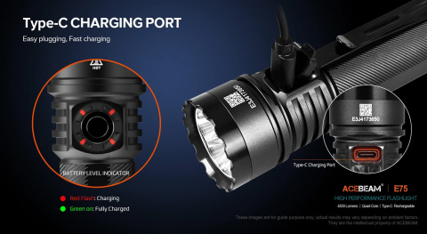 Latarka Acebeam E75 6500K czarna