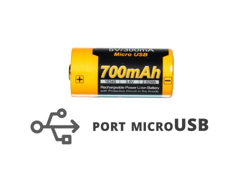 Akumulator Fenix USB ARB-L16UP (16340 RCR123 700 mAh 3,6 V)