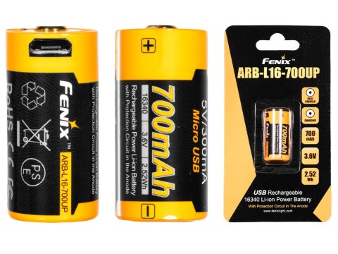Akumulator Fenix USB ARB-L16UP (16340 RCR123 700 mAh 3,6 V)