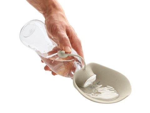 Butelka silikonowa z miską List 550 ml beżowa