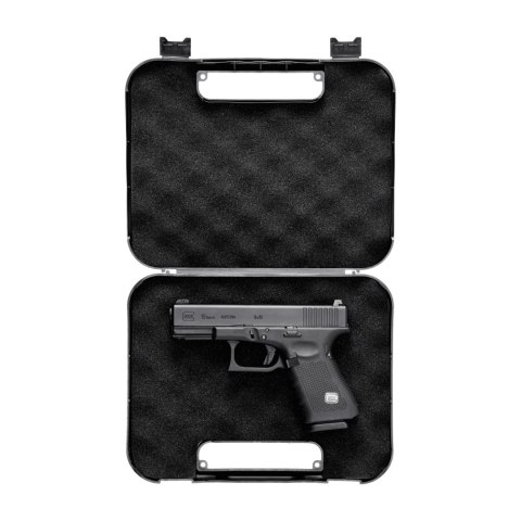 Kufer na pistolet Megaline 24,5x17,8x3,9 cm czarny z czarnymi klamrami