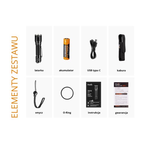 Latarka taktyczna LED Fenix TK16 V2.0 czarna