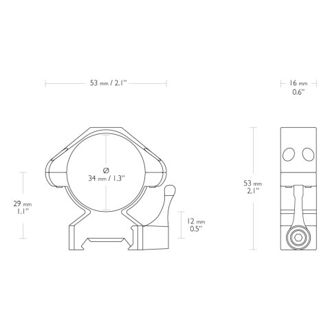 Montaż lunety Hawke Precision Steel niski 34 mm Weaver z dźwignią