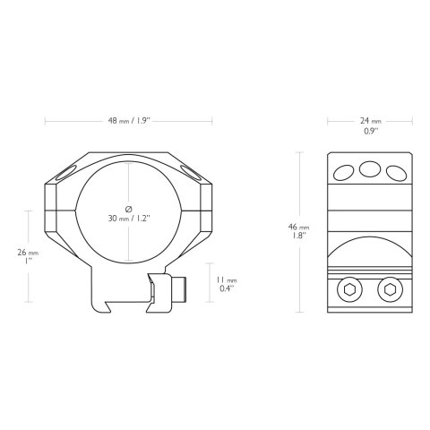 Montaż lunety Hawke Tactical średni 30 mm Dovetail na szynę 11 mm