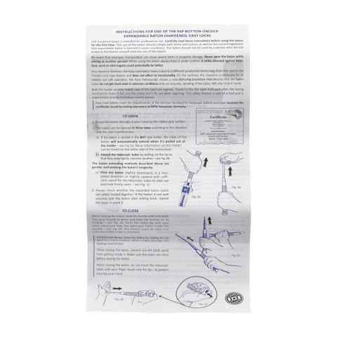 Pałka teleskopowa ESP Baton Easy Lock 20" ExBTO-20H czarna hartowana