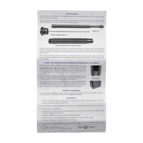 Pałka teleskopowa ESP Baton Easy Lock 20" ExBTO-20H czarna hartowana