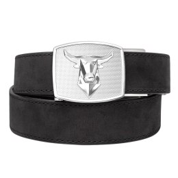 Pas Kore Essentials Bull Buckle Black Buffalo Leather Gun Belt