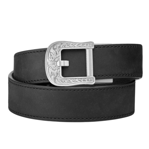 Pas Kore Essentials Rodeo Buckle Black Buffalo Leather Gun Belt