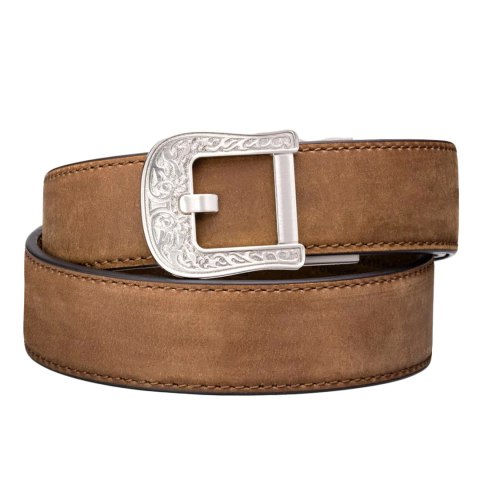 Pas Kore Essentials Rodeo Buckle Brown Buffalo Leather Gun Belt