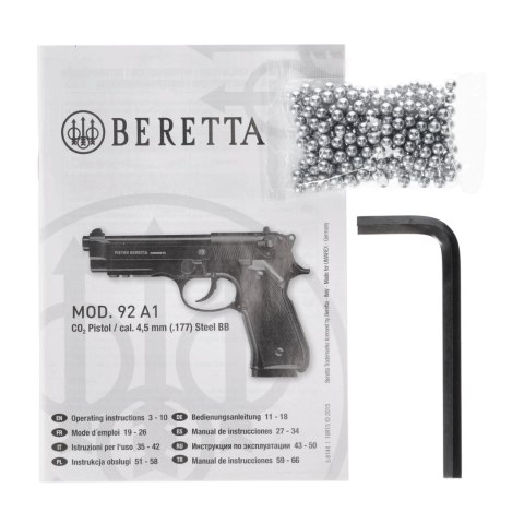 Pistolet wiatrówka Beretta M92A1 semi auto 4,5 mm BB CO2
