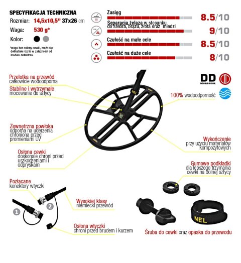 Sonda Cewka Nel Thunder 14,5" x 10,5" Garrett ACE
