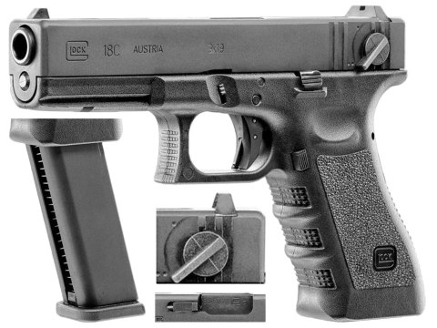 Replika pistolet ASG Glock 18C gen 3. 6 mm gas
