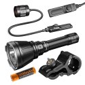 Zestaw latarka LED Fenix HT18R i montaż taktyczny ALG-18 oraz włącznik na kablu żelowy Fenix AER-05