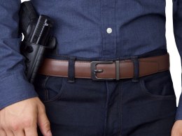 Pas strzelecki Kore Essentials Leather Gun Belt X3 brązowy
