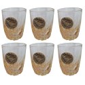 Szklanki do whisky Golden Fox Fire Amber Jeleń zdobione odlewanym elementem, bursztynowy natrysk 6 szt.