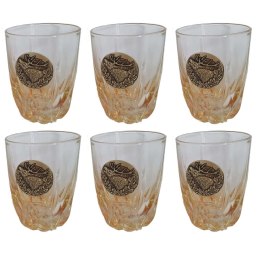 Szklanki do whisky Golden Fox Fire Amber Jeleń zdobione odlewanym elementem, bursztynowy natrysk 6 szt.