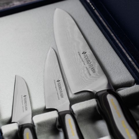 Tojiro Flash Zestaw Nóż Szefa kuchni + uniwersalny + do obierania
