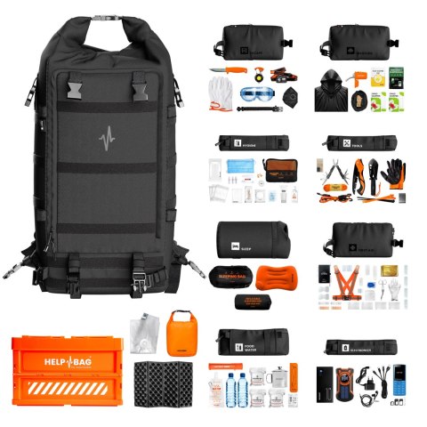 Zestaw awaryjny Help Bag MAX PRO 5.0 plecak ewakuacyjny z wyposażeniem, czarny