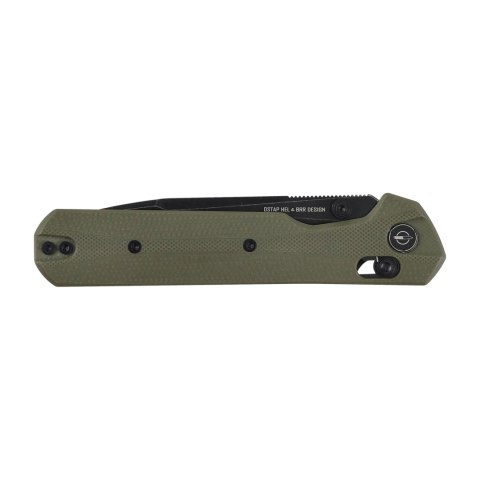 Nóż składany KNIVESPL The First Sandvik 14C28N, zielone G10, czarna powłoka PVD