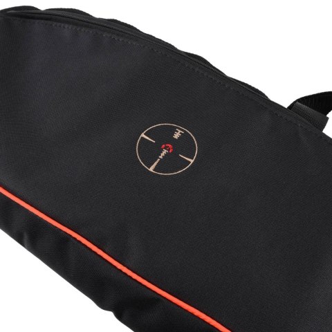 Pokrowiec na broń Forsport 125 cm - czarny, haft celownik VX, biza pomarańczowa