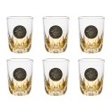 Szklanki do whisky Golden Fox Amber Fire Wild Boar Gold zdobione odlewanym elementem, bursztynowy natrysk 6 szt.