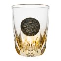 Szklanki do whisky Golden Fox Amber Fire Wild Boar Gold zdobione odlewanym elementem, bursztynowy natrysk 6 szt.