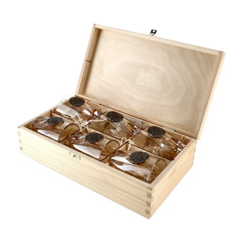 Szklanki do whisky Golden Fox Amber Fire Wild Boar Gold zdobione odlewanym elementem, bursztynowy natrysk 6 szt.