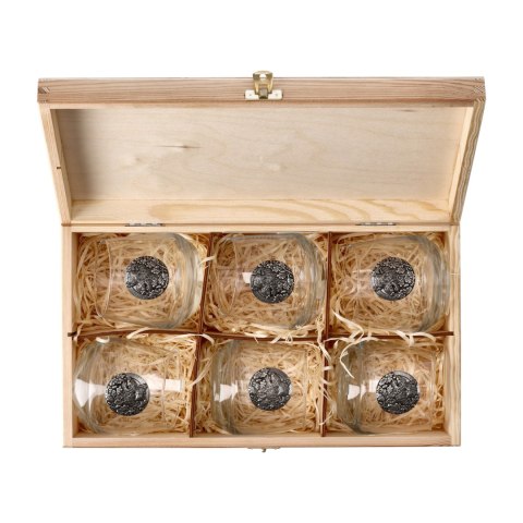 Szklanki do whisky Golden Fox Luna Wild Boar Silver zdobione odlewanym elementem 6 szt.