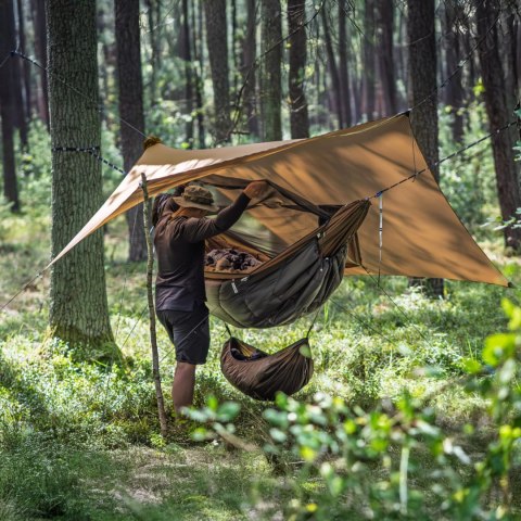 Hamak biwakowy Lesovik Draka z zawieszeniem Sneka choco root