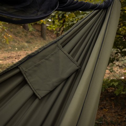 Hamak TigerWood Ważka V1 long z moskitierą Double Zip, khaki