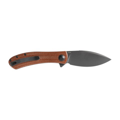 Nóż składany Trollsky Knives Mandu EVO by Michał Sielicki Grey Stonewashed 14C28N, Brown Micarta