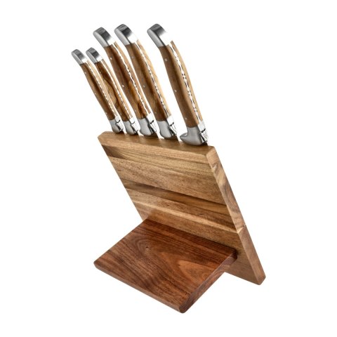 Komplet noży Laguiole Olive Wood z blokiem magnetycznym