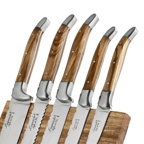 Komplet noży Laguiole Olive Wood z blokiem magnetycznym