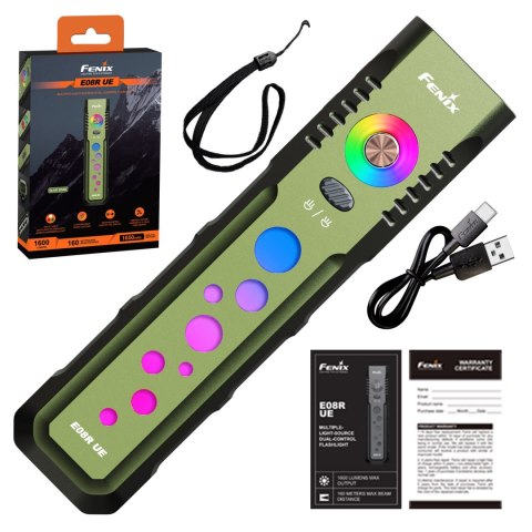 Latarka LED Fenix E08R UE oliwkowa