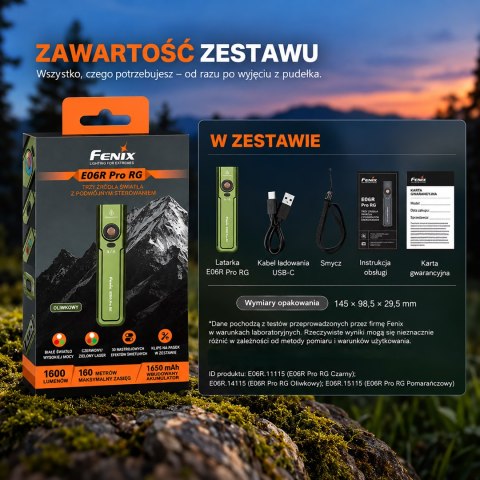 Latarka LED Fenix E06R PRO RG oliwkowa
