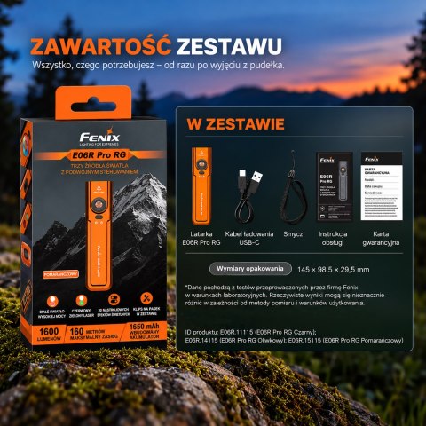 Latarka LED Fenix E06R PRO RG pomarańczowa