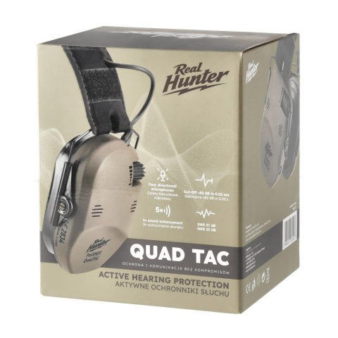 Ochronniki słuchu aktywne RealHunter Active ProSHOT QuadTAC FDE