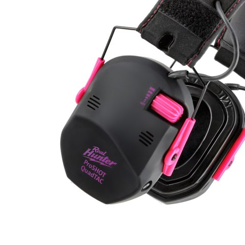 Ochronniki słuchu aktywne RealHunter Active ProSHOT QuadTAC devil pink