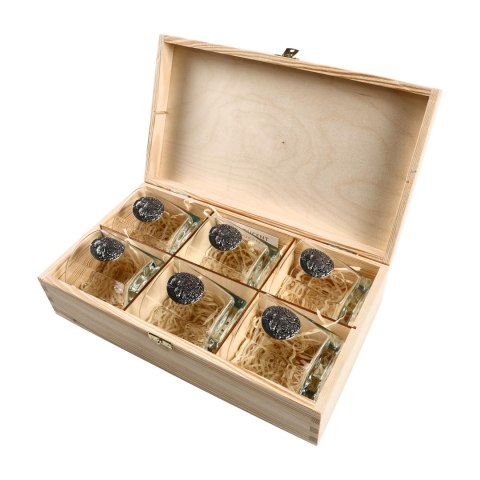 Szklanki do whisky Golden Fox Geo Wild Boar zdobione odlewanym elementem, 6 szt.