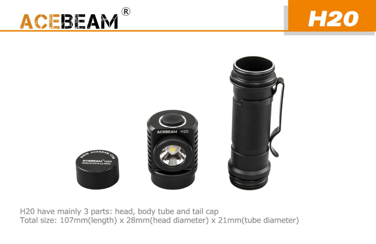 Frontal flashlight Acebeam H20-Black